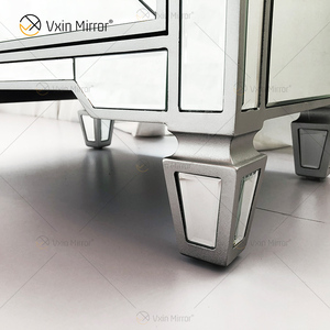 Increíble calidad de WXF-873 champán plata modernos de Metal de muebles de mesa de noche con 2 cajones mesita de noche con espejo - Product Image 6