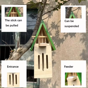 บ้านผีเสื้อไม้พร้อมที่ให้อาหาร ตกแต่งสวนแบบแขวน กล่องทำรังสำหรับผีเสื้อ ผึ้ง แมลง ผีเสื้อผีเสื้อปีกผีเสื้อ - Product Image 6
