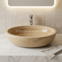 Lavabo sur comptoir en travertin, directement de l'usine, lavabo vasque personnalisé en marbre pour salle de bain d'appartement, d'hôtel ou de maison
