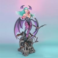 Statue de fille vampire gothique, figurine en PVC peinte à la main de 8 pouces avec ailes de chauve-souris et base en forme de crâne, sculpture fantastique de collection