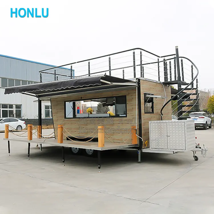 Catering Concession Food Trailers Fully Equipped 5 Meter Mobile Food Truck for Sale with Gas Stove Movable Coffee Truck