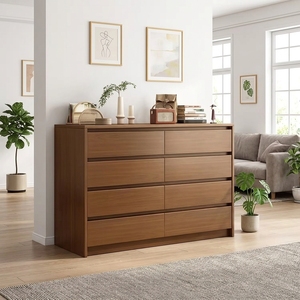 Commode à 8 tiroirs en bois massif brun pour chambre à coucher, meuble de rangement moderne pour salon, prix de gros usine - Product Image 1