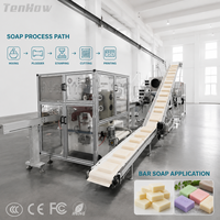 Chaîne de production complète de savon en barre : machine intégrée de fabrication de savon, mélangeur, extrudeuse, estampeuse, découpeuse, imprimante