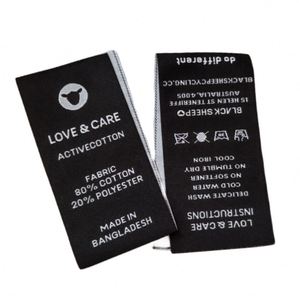 Low MOQ 50 PCS Customized Tag Labels High Density Woven Polyester Neck Labels Customized Damask Garment Woven Labels - Product Image 3