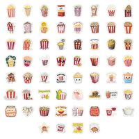 Autocollant de pop-corn de dessin animé de snack mignon, 60 pièces