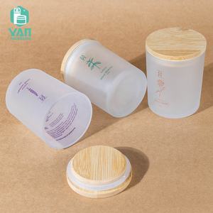 Envase YAN de Alta Calidad, Cilindro Vacío de Boca Ancha de 150g, Frasco de Vidrio Grueso Transparente Esmerilado para Velas Aromáticas con Bambú Original - Product Image 3