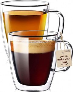 <b>Double</b> <b>Wall</b> Glass Coffee <b>Mugs</b> Heat Insulation Water Cup Crystal Clear Glass Coffee Cups for Tea Beverage Hot/Cold Good Gifts - Product Image 4