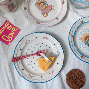 Solhui-platos de cerámica coloridos de flores pintadas, platos de cerámica Vintage <span class=keywords><strong>baratos</strong></span> <span class=keywords><strong>para</strong></span> restaurante y boda - Product Image 2