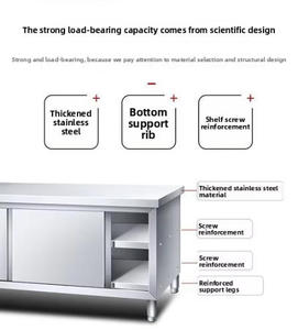 Table de travail professionnelle en acier inoxydable avec passage facile, table de préparation robuste avec rangement sous <span class=keywords><strong>le</strong></span> comptoir pour cuisines de restaurants - Product Image 5