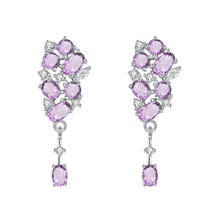 9 Pendientes de Gota de Alta Gama con Piedras Preciosas Coloridas para Mujer, Chapados en Oro Blanco, Plata 925, Joyería de Cristal Natural al por Mayor - Product Image 1