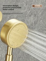 Ensemble de douche mural monocommande haute pression en cuivre brossé doré, système split, avec pulvérisateur de brume domestique