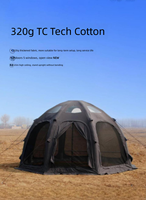Tente de camping gonflable sphérique octogonale à double couche, une chambre