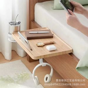 Wooden Hanging Tray Detachable Bedside <b>Shelf</b> Solid Wood <b>Hook</b> Type Storage Rack For Bedroom Personal Care Items - Product Image 1