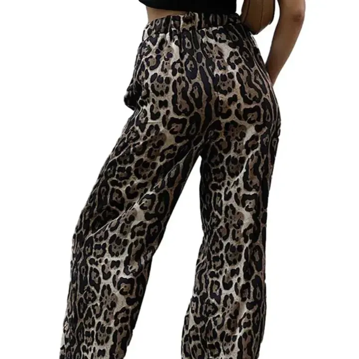 Atacado Boskims Mulheres Verão Leopardo Imprimir Calças Casual Elastic Loose Cotton Pants Plus Size Solto Casual Cor Sólida Calças