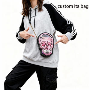 Bolso Tote Ita Personalizado con Forma de Calavera Gótica con Ventana Transparente para Exhibición de Insignias, Bolso Ita de Múltiples Colores con Diseño Personalizado - Product Image 2
