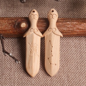 Colgantes de espada de madera Feicheng, amuletos temáticos de madera de durazno para regalo, joyería unisex - Product Image 3