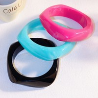 Nouvel Arrivage Bracelet en Acrylique Style Rétro Européen et Américain Carré Large Couleur Unie Minimaliste