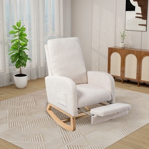Sillón Individual de Terciopelo Blanco con Reposapiés, Sofá Reclinable Acolchado para Sala de Estar o Apartamento, de una Sola Pieza - Product Image 3