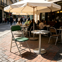 Fauteuil rembourré vert à faible MOQ, mobilier résistant aux intempéries, ensemble de salle à manger pliant en acier inoxydable pour cantine, snack-bar, extérieur
