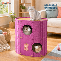 En gros Arbre à chat universel toutes saisons rose pâle en feutre multicouche, tendance, écologique, avec maison-caverne, lit et structure d'escalade, lavable