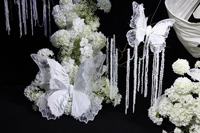 Décoration de mariage élégante en dentelle de polyester, papillon, pour extérieur, fête féerique, accessoire personnalisable pour exposition