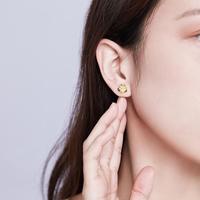 SCE646 Mode Braut schmuck Gelbgold Rose Blumen form 925 versilbert Ohr stecker Kleine Ohrringe Frauen Mädchen