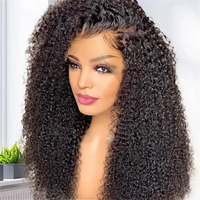 Pelucas de Cabello Humano Rizado al Por Mayor, Pelucas de Cabello Humano con Frente de Encaje para Mujeres Negras, Peluca Frontal de Encaje HD Natural sin Pegamento