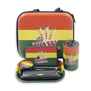 Kit di accessori per tabacco 6 in 1 personalizzabile di alta qualità con vassoio di carta arrotolata, barattolo di scorta, smerigliatrice e bilancia elettronica