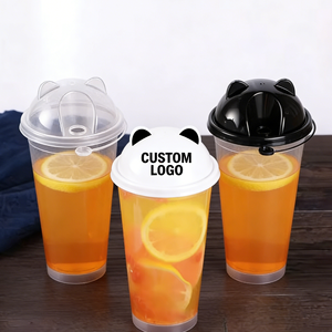 Gobelets jetables en PET à paroi simple de 14 oz, motif ours, diamètre 90 mm, recyclables pour fruits et café - Product Image 3