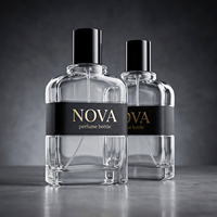 Botella de Perfume Vacía de 100 ml, de Vidrio Mate, Forma Plana, Atomizador de Fragancia en Spray, Base Gruesa, Envase Cosmético de Lujo con Caja de Cartón