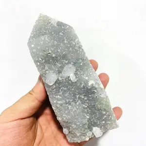 自然治癒クリスタルDruzeQuartz Zeolite Point Tower Geode Crystal Obelisk for Home Decoration