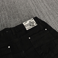 Jean baggy vintage noir délavé à l'acide pour homme, coupe droite, avec broderie 3D surdimensionnée et motif de designer, style hip-hop