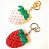 Porte-clés perlé en forme de fruits (Fraise, Ananas, Citron, Cerise, Pastèque), breloque de sac perlée, pendentif porte-clés en métal tendance pour cadeau