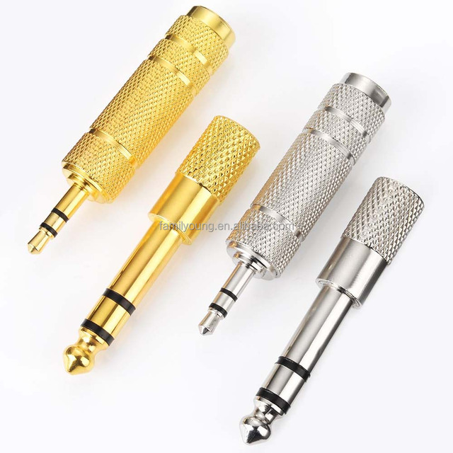 Alloy Gold Plating Stereo 6.35mm to 3.5mm Connector Amplifier AV Microphone Speaker Converter 3.5mm to 6.35mm Audio Adapter