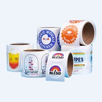 Étiquette adhésive personnalisée en rouleau, transparente, avec logo, résistante à l'huile, écologique, en forme de cercle, pour gobelets à crème glacée et café, résistante aux UV