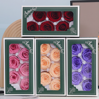 Vente en gros de roses conservées de 5 à 6 cm, tête de bourgeon au toucher réel pour la décoration intérieure, rose éternelle pour la remise des diplômes de Noël