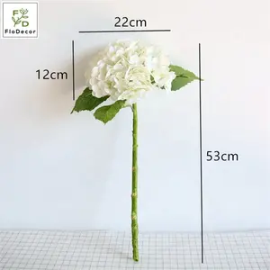 उच्च गुणवत्ता कृत्रिम लेटेक्स हाइड्रेंजिया फूल स्टेम रियल टच बड़े सिर के लिए पार्टी होटल शादी की मेज सजावटी फूल ब्लू