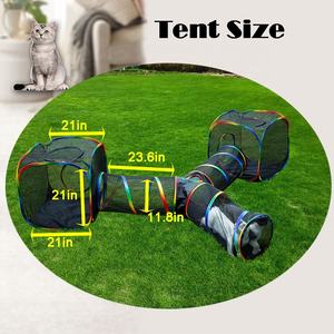 Всплывающие открытые радужные вольеры для кошек, игровая площадка для котенка, в том числе переносная палатка для кошек, 3 пути с 2 кубическими туннелями для кошек, - Product Image 2