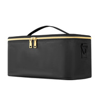 Pochette de maquillage de voyage vintage en PU à imprimé léopard, grande capacité, imperméable, design portable, petit porte-pinceaux, fermeture éclair dorée