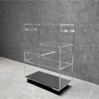 Chariot de bar en acrylique avec 4 roues verrouillables, chariot de service transparent avec porte-vin et porte-verres, chariot à boissons roulant pour hôtel et cuisine