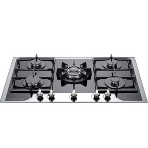 Table <span class=keywords><strong>de</strong></span> <span class=keywords><strong>cuisson</strong></span> à gaz encastrable 5 brûleurs OEM/ODM d'usine avec <span class=keywords><strong>protection</strong></span> anti-extinction <span class=keywords><strong>de</strong></span> flamme en <span class=keywords><strong>verre</strong></span> trempé - Product Image 1