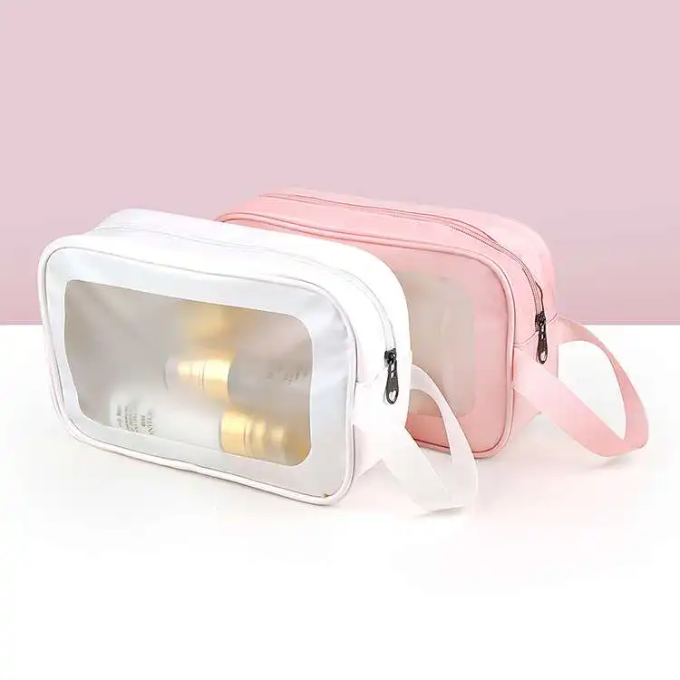 Readyto Ship Pro Custom Travel Waterproof Kits Pink Lady Wash Transparent Clear Pvc Cosmetic Makeup Make Up Bags Pouches Case