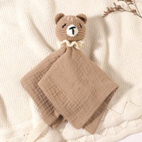 Selimut Bayi Rajut Bentuk Hewan Kelinci Tongtu Newbrown dari Katun, Boneka Penghibur untuk Hadiah Bayi Baru Lahir