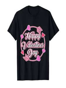 Camiseta con estampado de corazón y flecha para el día de San Valentín, unisex, de algodón, con cuello redondo, informal, para primavera y verano, de manga corta - Product Image 1