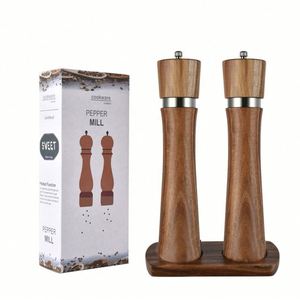 Juego de Molinillos de Pimienta y Sal de Madera de Acacia al por Mayor, de 6 y 8 Pulgadas, para Uso Doméstico en la Cocina - Product Image 3