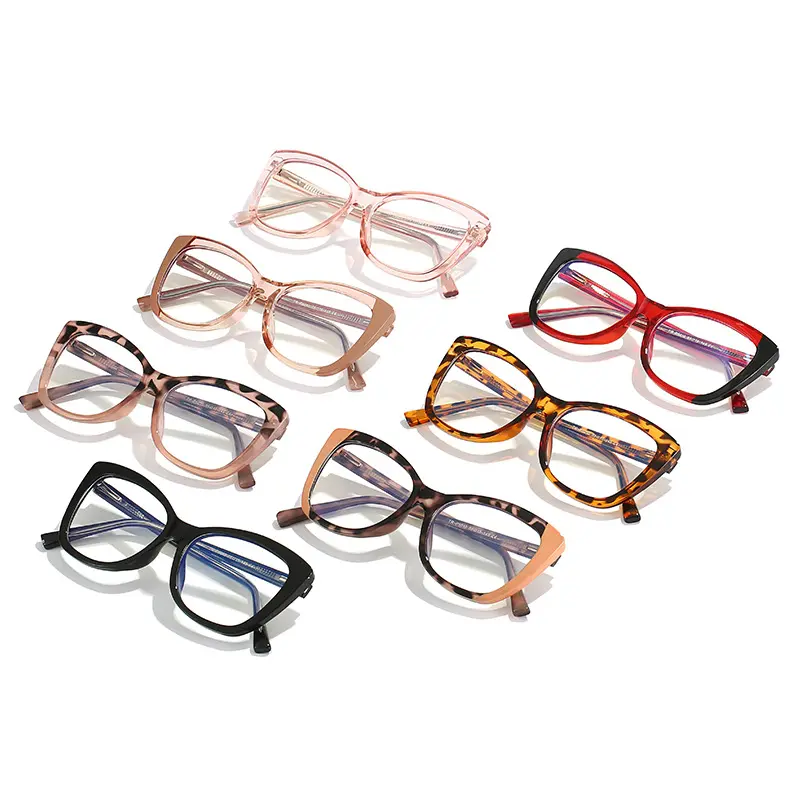 2023, venta al por mayor, Marco óptico de Metal para gafas de lectura, gafas Retro de moda con luz Anti-azul