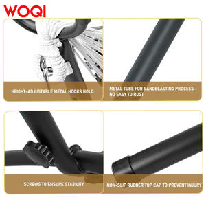 Hamac double en coton Woqi, capacité 250 lb, structure en acier portable, design rayé tropical, avec sac de transport - Product Image 3