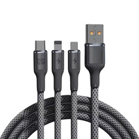 Kabel Pengisian Daya USB 3.1 3-in-1 120W Super Cepat dengan Desain Kepang, Kompatibel dengan iPhone, Micro USB, dan Perangkat Android Tipe-C