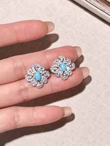 Conjunto de Joyería UM de Plata 925 con Turquesa Oasis del Norte de África y Circonita Blanca (Pendientes+Colgante+Anillo) para Uso Diario Unisex - Product Image 5