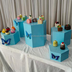 FURUN mariage bleu couleur métal hexagone Dessert Table Base gâteau Table Table à manger affichage décoration de mariage - Product Image 3